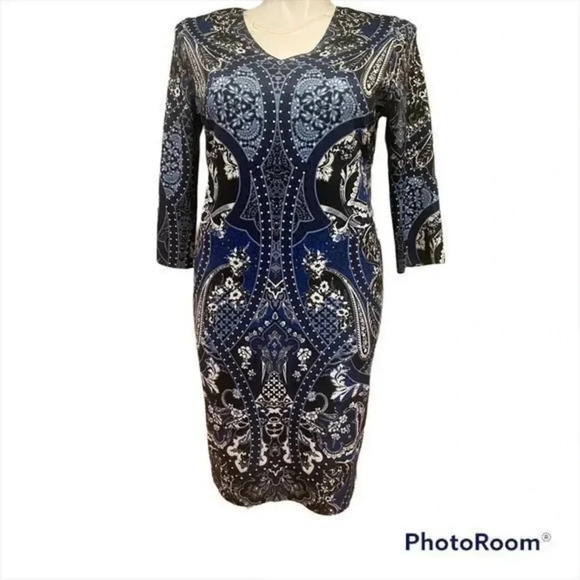 CHICO'S NWT $139 Reversible Print Smooth Stretch Dress S - Picture 1 of 14